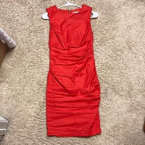 Nicole Miller Lauren Stretch Linen Dress Red Size 4
